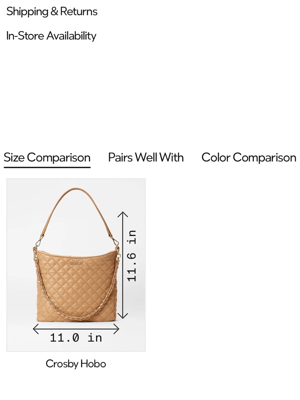 MZ Wallace Hobo Bag Shoulder Bag with Removable Chain and Crossbody Strap - - Picture 10 of 10
